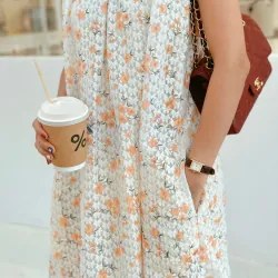 Ðầm ren hoạ tiết hoa cam 1002228