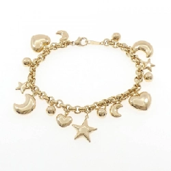 K18YG Heart × Moon × Star Bracelet - Hàng hiệu Authentic 872500