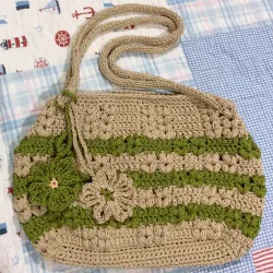 TÚI SỢI  MÓC TAY HOẠ TIẾT DỄ THƯƠNG - HANDMADE CROCHET BAG 763509
