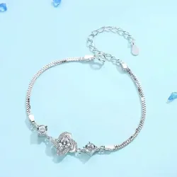 Vòng bạc 925 có 4 lá đính 3 viên đá 1019182