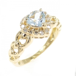 Nhẫn Aquamarine Hình Trái Tim K18YG - Hàng hiệu Chính hãng