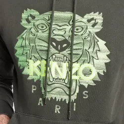 Áo hoodie Kenzo Paris thêu đầu hổ màu xanh lá rêu 760759