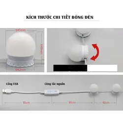 Bộ 10 Bóng Đèn Led Tăng Giảm Ánh Sáng 5 Chế Độ Gắn Gương Bàn Trang Điểm 604294