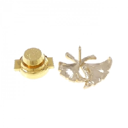 K18YG Bông Cài Hình Ginkgo Đính Kim Cương - Hàng hiệu Chính Hãng 871034