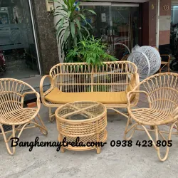 Sofa mây tự nhiên tay cuộn phòng khách 680026