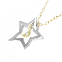 K14WG/K18 Sao × Mặt trăng Dây chuyền Kim cương 0.01CT - Hàng hiệu Chính hãng 869025