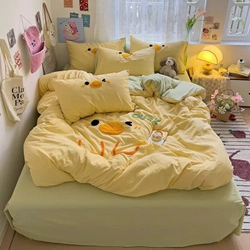 Chăn ga cotton đũi mềm hoạ tiết thêu 469579