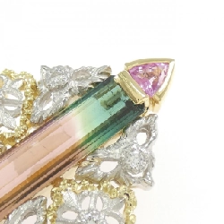 K18YG/PT900 Đá màu Brooch - Hàng hiệu Authentic 869291