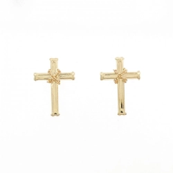 K18YG Khuyên tai hình chữ thập - Hàng hiệu Chính hãng