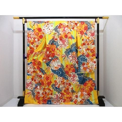 Kimono Furisode chế tác vàng Yuzen - Hàng hiệu Authentic