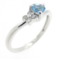 Nhẫn Blue Topaz K14WG Hình Trái Tim × Hoa