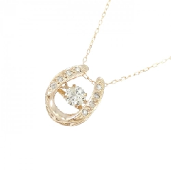 K18PG Nhẫn móng ngựa kim cương dây chuyền 0.18CT - Hàng hiệu Authentic 859990