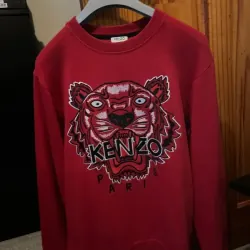 Áo sweatshirt Kenzo đỏ thêu hình đầu hổ lớn size L