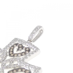 K18WG/K18BG Đính hạt chéo × trái tim Kim cương Mặt dây chuyền 1.25CT - Hàng hiệu Chính hãng 865601