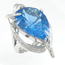 Nhẫn Blue Topaz K18WG 27.70CT - Hàng hiệu Chính hãng