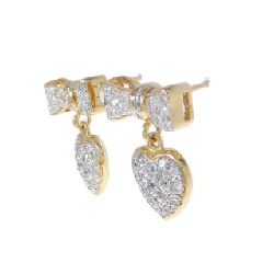 Bông tai kim cương hình ruy băng × trái tim K18YG/K18WG - Hàng hiệu Authentic 865398