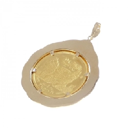 K18YG(枠) Mặt dây chuyền đồng xu - Hàng hiệu Authentic 866050