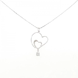 K18WG Dây chuyền kim cương hình trái tim 0.18CT - Hàng hiệu Chính hãng
