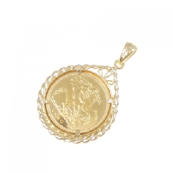 K18YG(枠) Mặt dây chuyền đồng xu - Hàng hiệu Authentic 863885