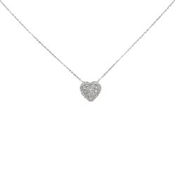 K18WG Dây chuyền kim cương hình trái tim 0.36CT - Hàng hiệu Chính hãng