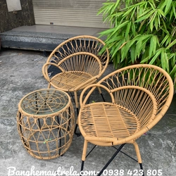 Bàn ghế cafe mây nhựa ban công 455991
