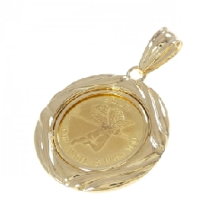 K18YG(枠) Mặt dây chuyền đồng xu - Hàng hiệu Authentic 865312