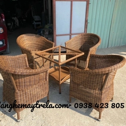 Bộ bàn ghế cafe mây nhựa giá rẻ 530930