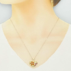 Dây chuyền đá màu hình trái tim × hoa 10KYG/K10YG - Hàng hiệu Authentic 856080