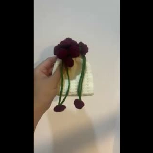 Túi rút len Handmade - hoa hồng đỏ