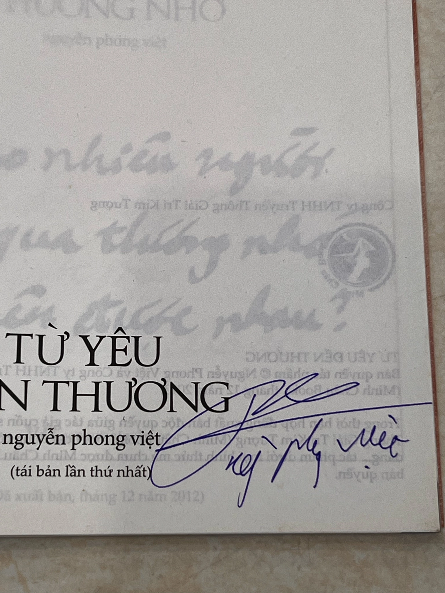 Sách từ yêu đến thương - Nguyễn Phong Việt - có chữ ký tác giả by  - Sách Book Cover - Ngọc Hiển Books