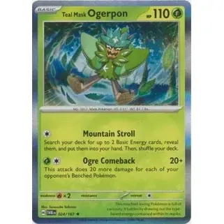 [Thẻ bài Pokemon chính hãng Anh EN] TTeal Mask Ogerpon - 024/167 - Holo Rare by  - Sách Book Cover - Ngọc Hiển Books