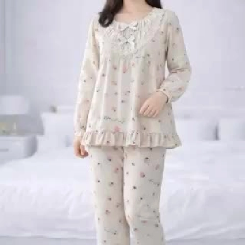 Bộ tiểu thư mặc nhà nữ phối bèo họa tiết dâu tây dễ thương