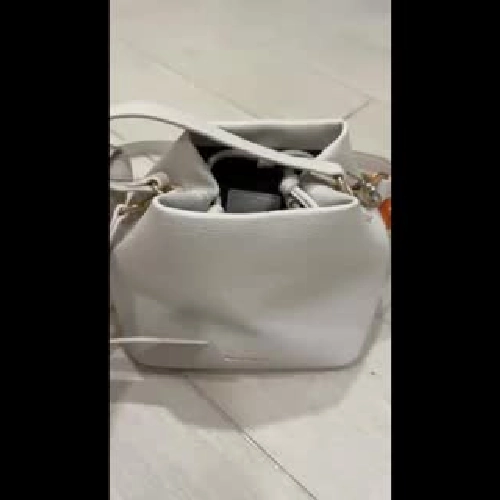 Túi xách dây rút Bostanten màu trắng nhạt (kèm dây đeo chéo)