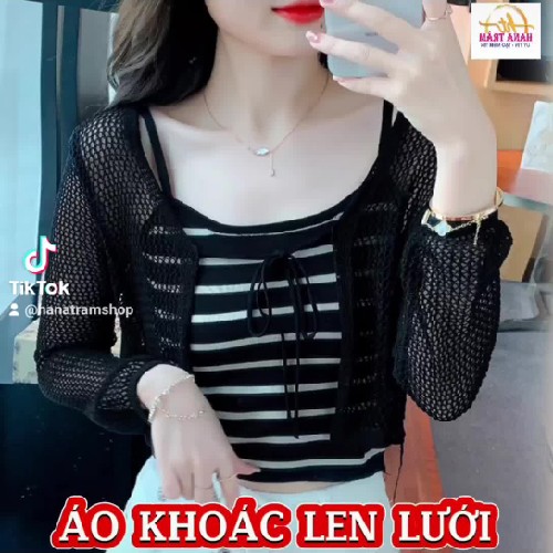 Áo Khoác Len Lưới Croptop Nhập Khẩu QC 