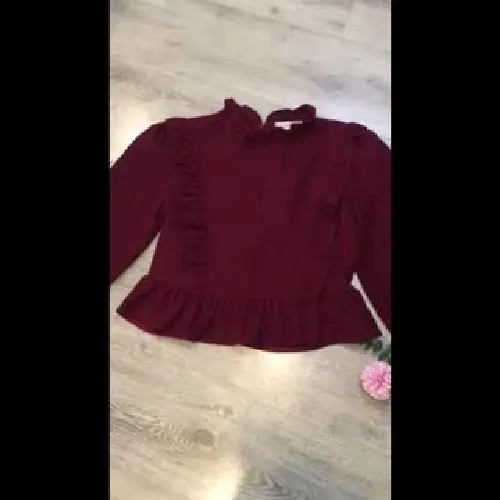 [Siêu Phẩm Hàn] Áo nhung kiểu vintage mori cổ bèo nhún trước và sau tay bồng tiểu thư