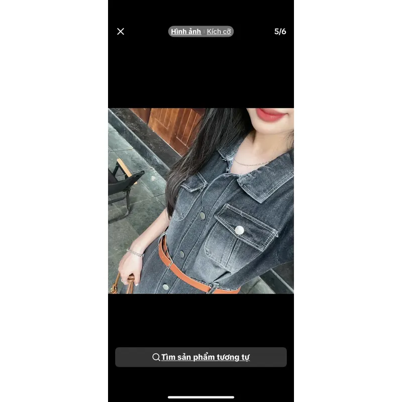 Váy jean khuy trước cổ sơ mi nữ 698030