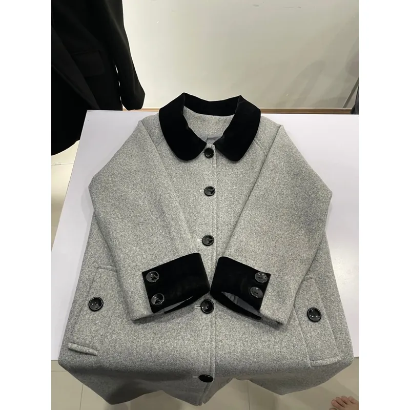 Áo dạ dáng dài màu xám  697143