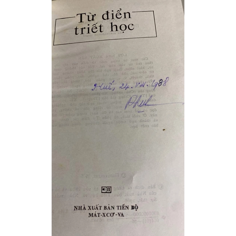 Từ Điển Triết Học -NXB Tiến Bộ - Moscow 1986 -Bìa cứng 525478