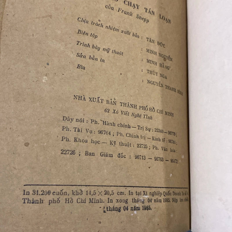 CUỘC THÁO CHẠY TÁN LOẠN, FRANK SNEPP (XB 1985) 547005
