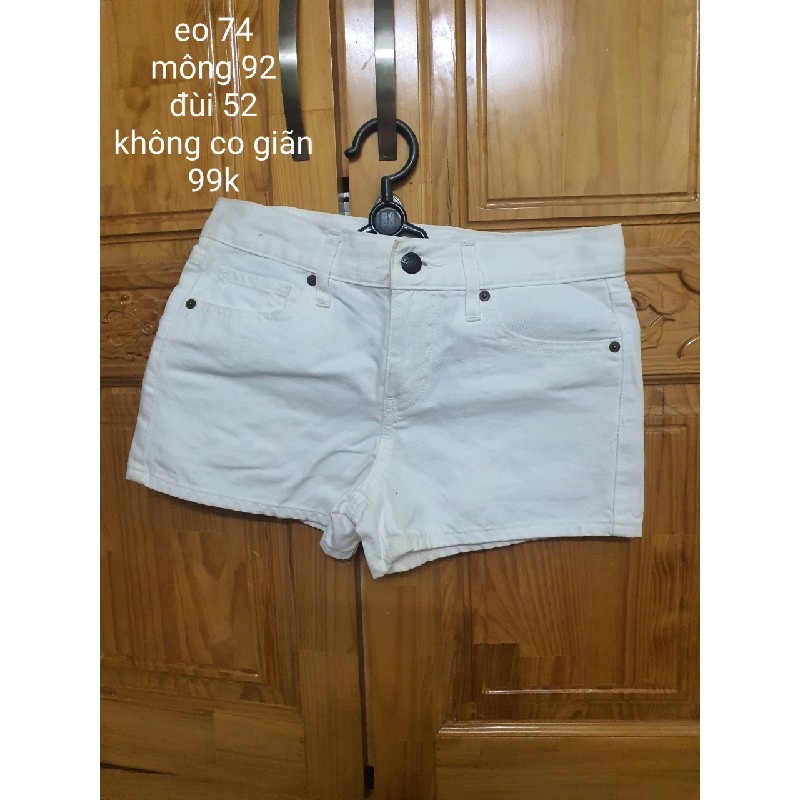 Quần short jean nữ màu trắng eo 74cm 25801