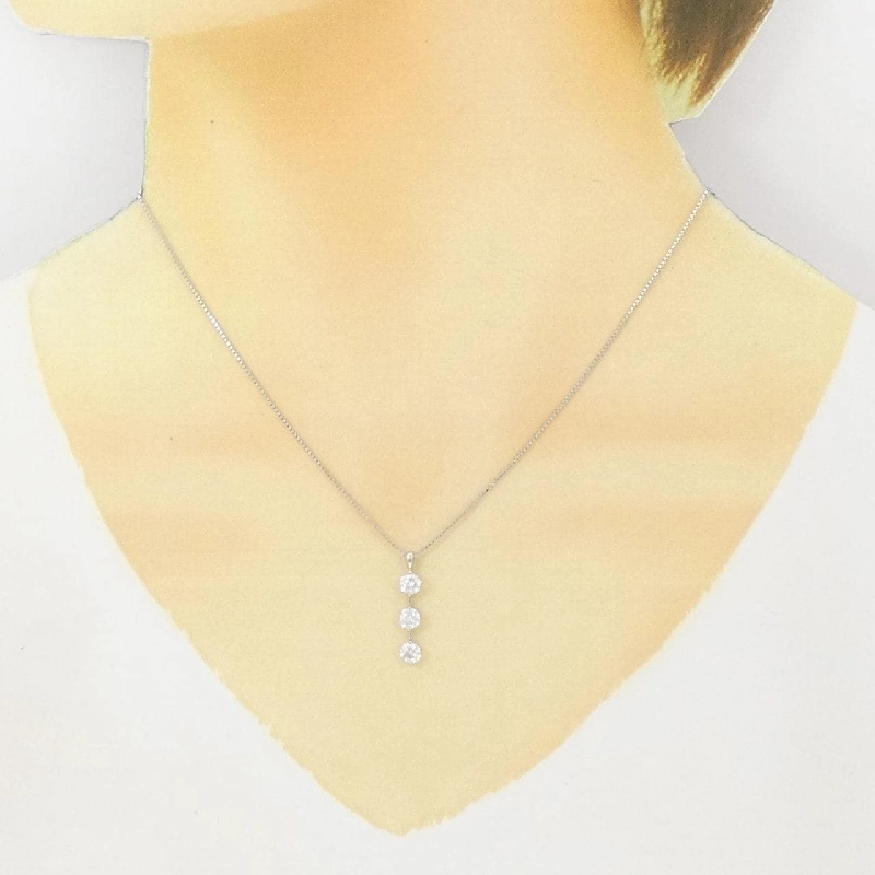 Dây chuyền kim cương ba viên PT900/PT850 0.80CT - Hàng hiệu Chính hãng 860801