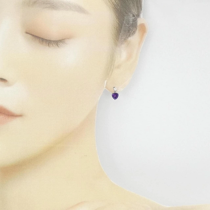 K18WG Amethyst Bông tai 1.31CT - Hàng hiệu Chính hãng 873293