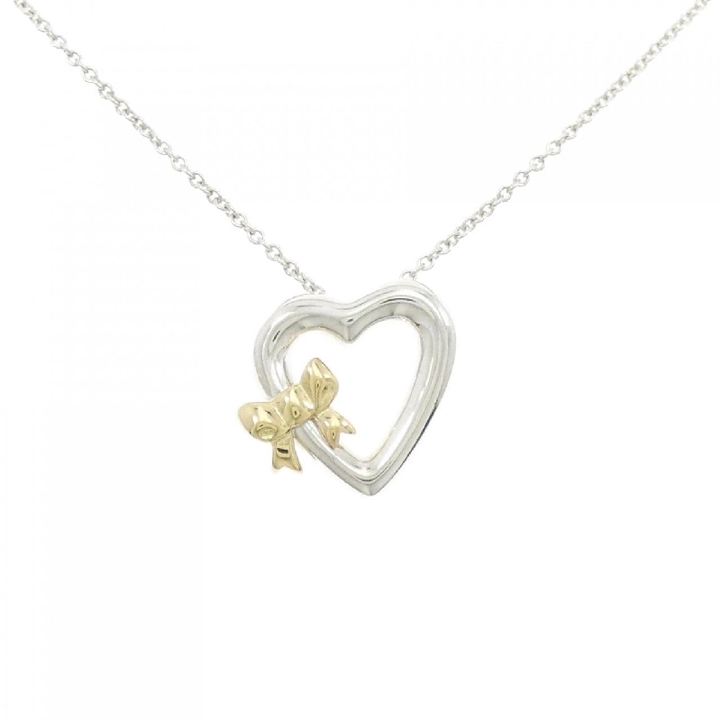 Tiffany 925/750YG Dây chuyền hình trái tim và ruy băng - Hàng hiệu Chính hãng 844672