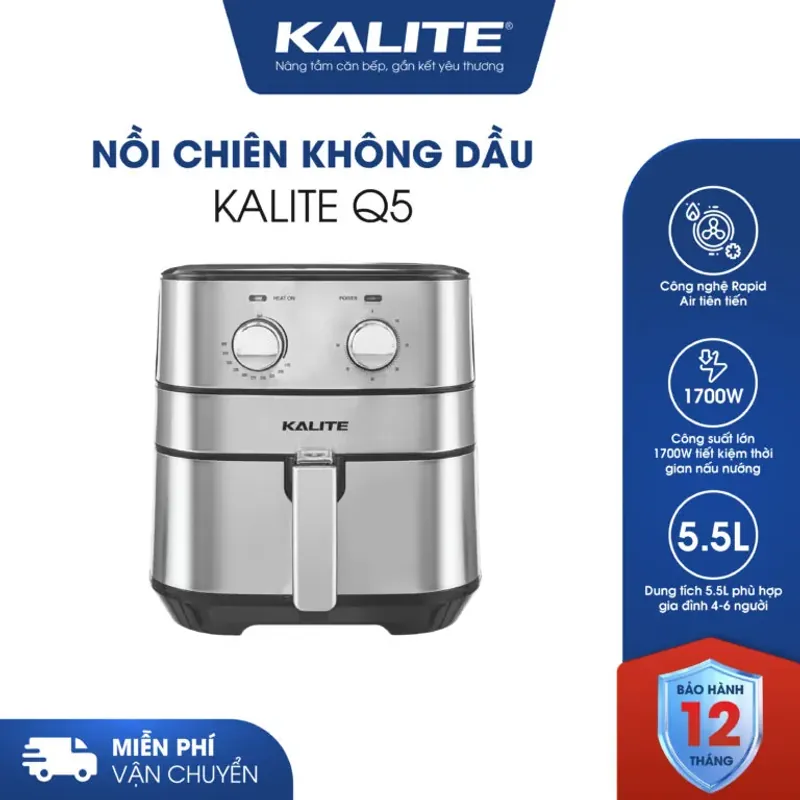 🍤 Nồi Chiên Kalite Q5 – Công Suất Mạnh, Chiên Nướng Giòn Rụm Không Cần Dầu 707375