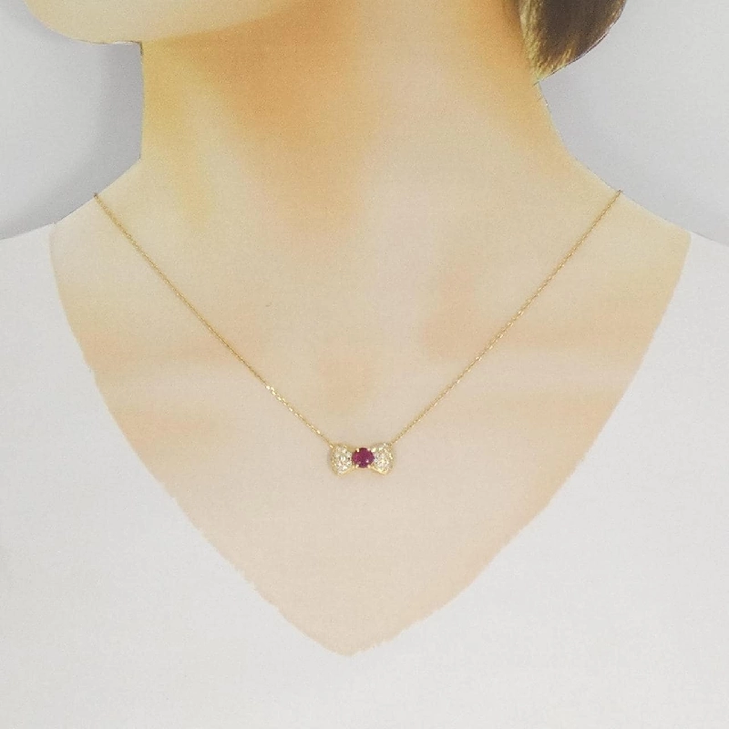 K18YG Ruy băng Ruby Dây chuyền - Hàng hiệu Chính hãng 860639