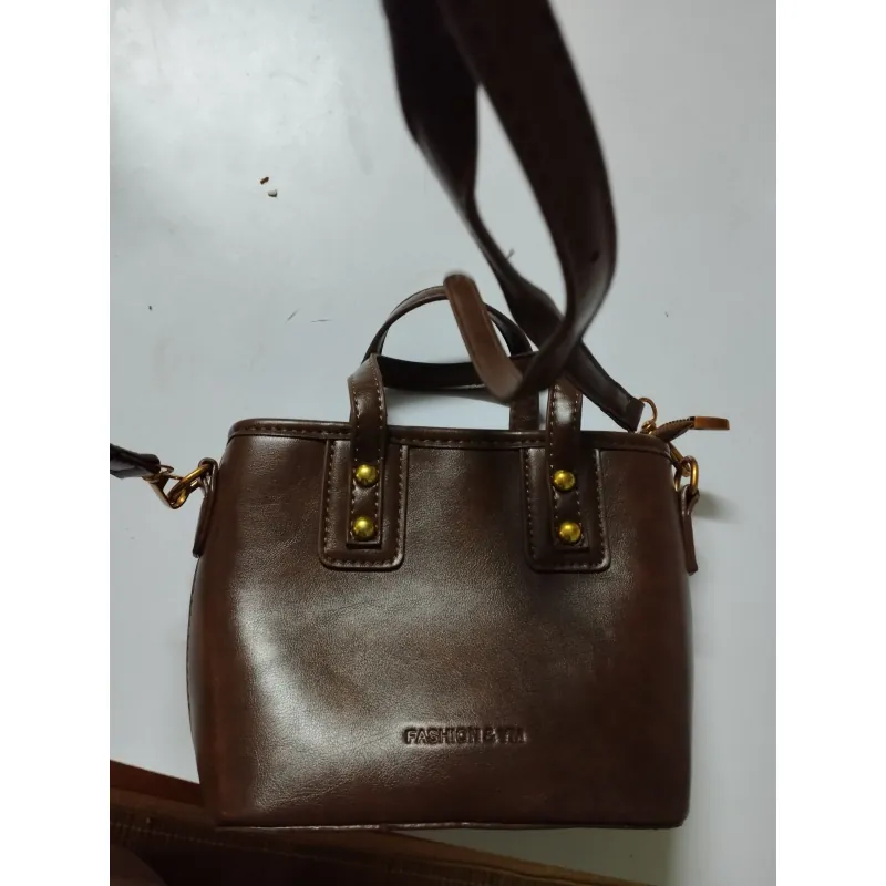 Túi xách nữ da PU size trung màu nâu phong cách cổ điển 722457