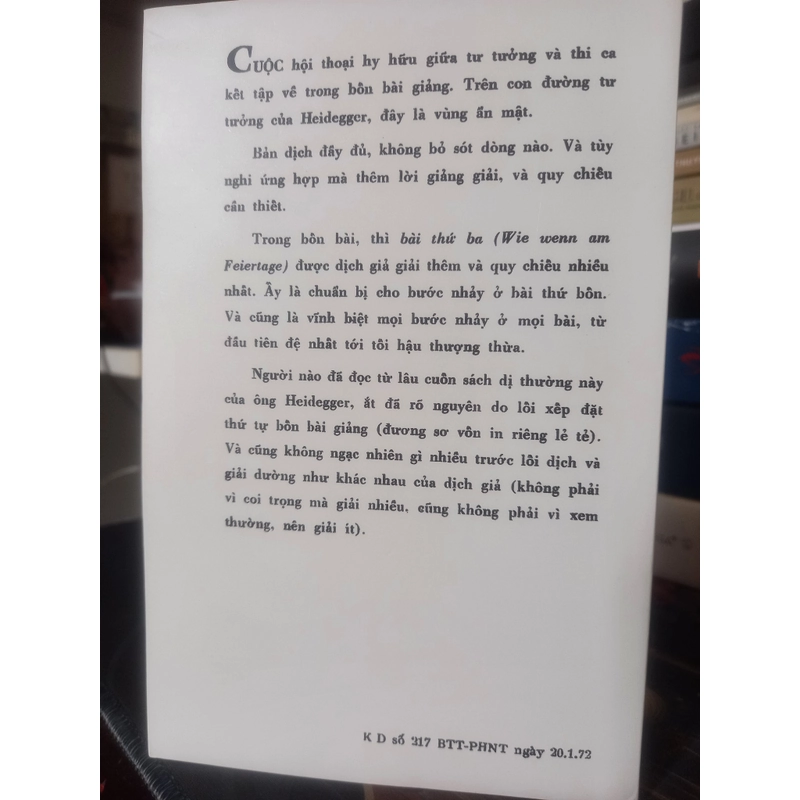 LỜI CỐ QUẬN - MARTIN HEIDEGGER ( BÙI GIÁNG DỊCH ) 525533