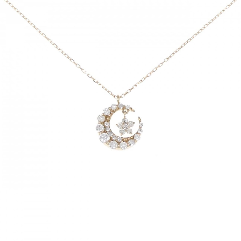 K18PG Mặt trăng Kim cương Dây chuyền 0.41CT - Hàng hiệu Chính hãng 867800