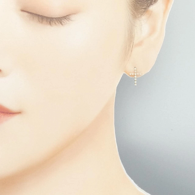 K18YG Bông tai kim cương chéo 0.20CT - Hàng hiệu Chính hãng 875368