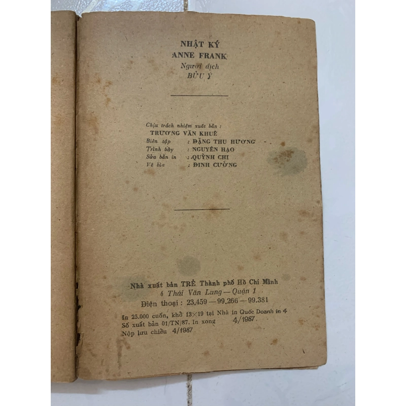 Nhật ký Anne Frank phiên bản năm 1987 sách cổ giá trị sưu tầm 464479